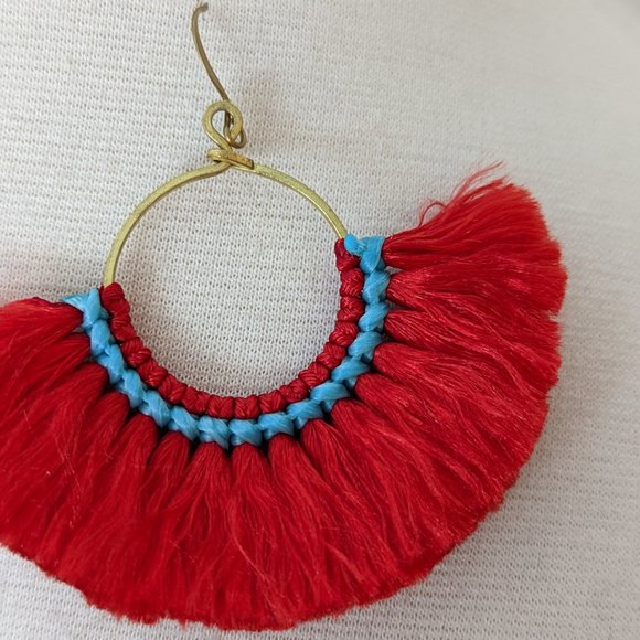 Bold! Red Tassel Earrings - Picture 2 of 4